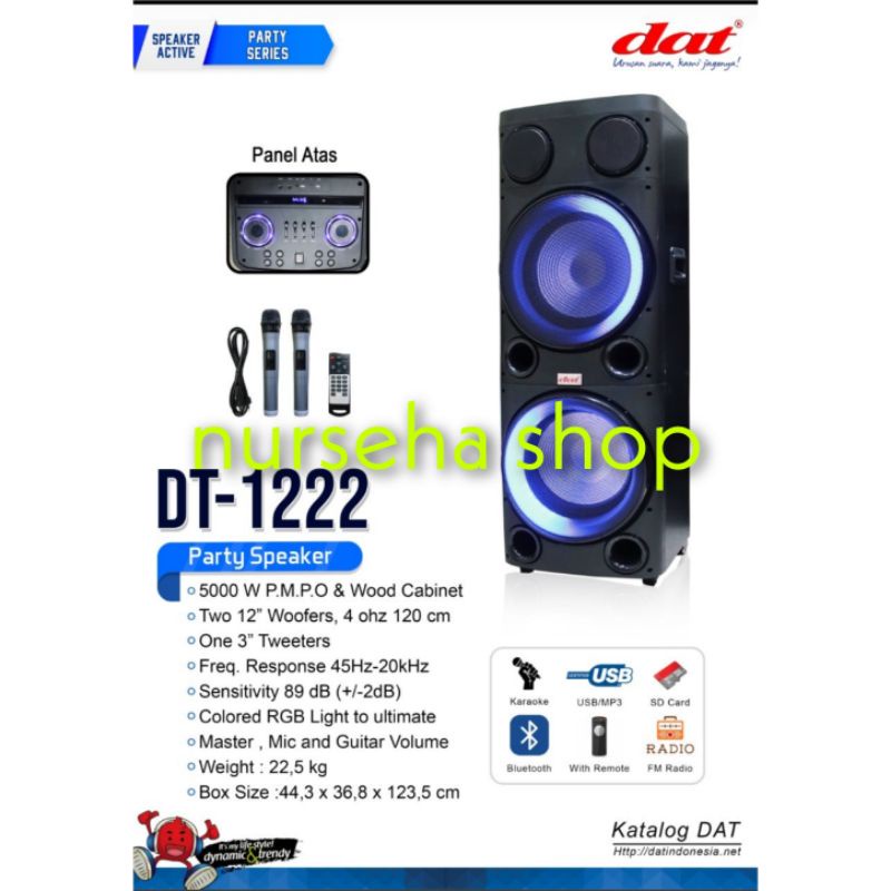 Speaker Aktif Portable 12 inch doble DAT DT 1222 bluetoot original garansi resmi