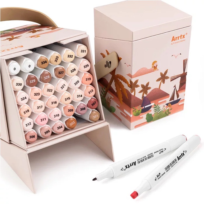 

Arrtx dual tips marker set 36color skin tone with box