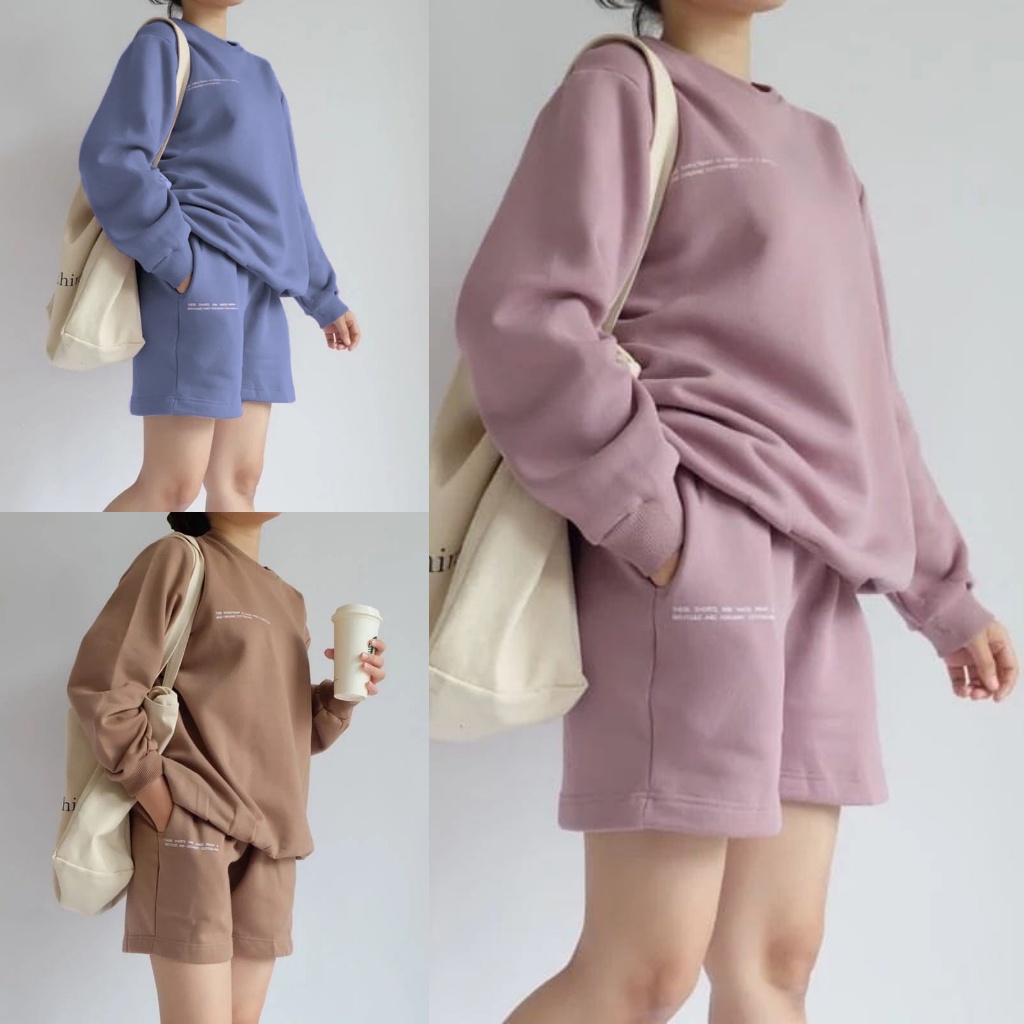 ONE SET MORRA SWEATER CELANA PENDEK | SETELEN WANITA SET - SET SETELAN WANITA - SETELAN SWEATER CELA