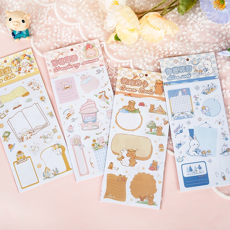 

Stiker Kartun Rabbit & Bear Cake Soda Series Amyra Dharma