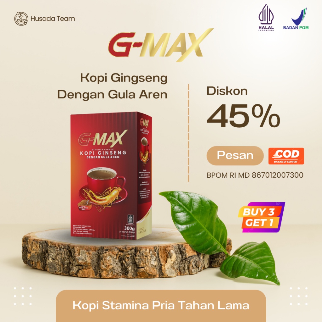 

Kopi Gingseng BPOM - G-MAX COFFE - Kopi Borneo Kopi Pede - Kopi Stamina Pria Dewasa BPOM