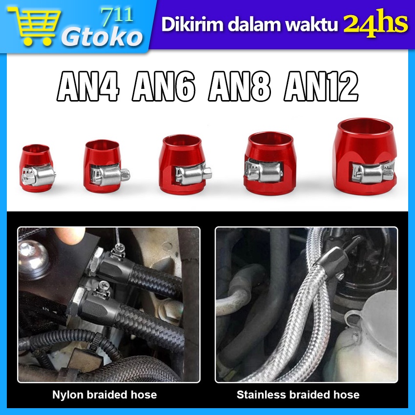 Klem Clamp Hex End Finisher Selang Bakar Fitting Aluminum AN4 AN6 AN8 AN12