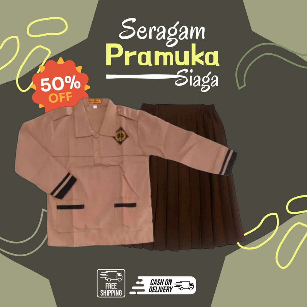setelan baju rok pramuka siaga pajang anak perempuan cewek kelas 1 2 3 4 5 6 sd / setelan baju dan r