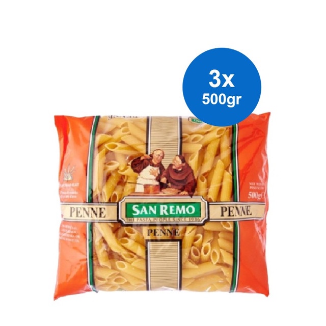 

San Remo Pasta Instan Penne Rigani 3 x 500 gr