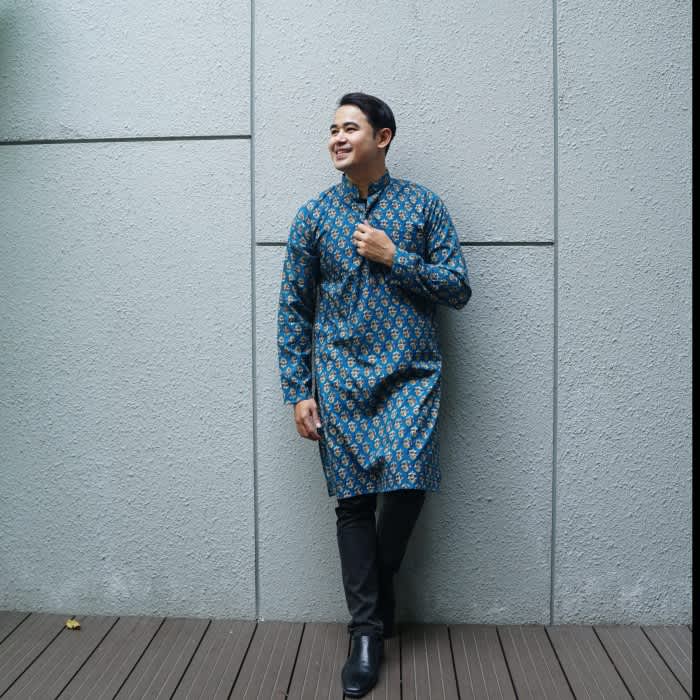 BAJU KURTA MOTIF BUNGA /BAJU KOKO LENGAN PANJANG