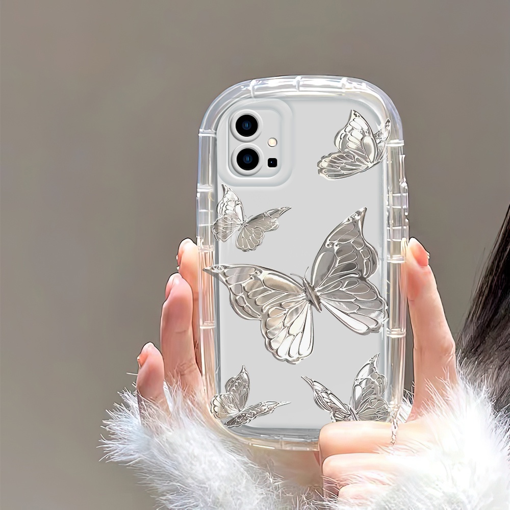 Casing Hp Untuk Vivo Y55 Y75 Y55S Y55+ T1 2023 5G Anti Jatuh Phone Case Black Silver Butterfly Cassi