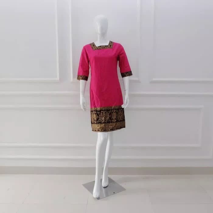 ✨LARIS✨-TUNIK BATIK/ DRESS BATIK/ DRESS PESTA BATIK/ GAUN PESTA WANITA JUMBO - - Navy, M