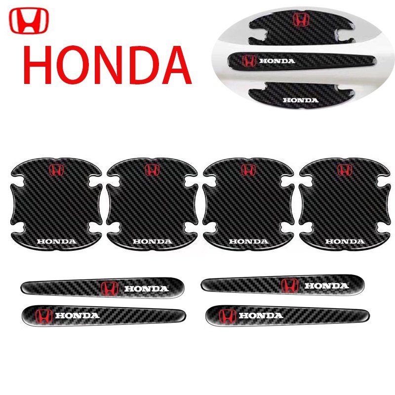 8PCS Car-styling Stiker Honda Fiber Karbon Handle Pintu Mobil Dekorasi Aksesoris Elegan For Gank Win