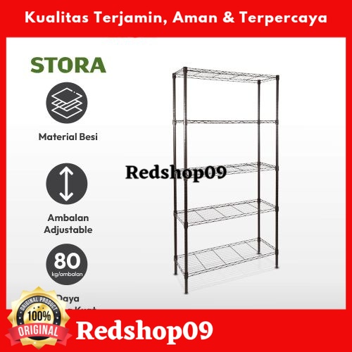 Ace - Stora Rak Besi 5 Tingkat - Cokelat Storage Rack Metal Tempat Penyimpanan Serbaguna Rak Barang 