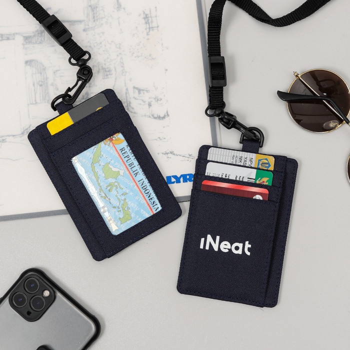

iNeat Card Holder Lanyard ID Card Nametag Wallet Navy