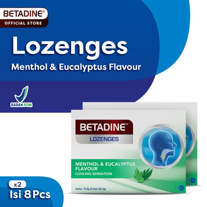 

✨PROMO✨ -BETADINE LOZENGES MENTHOL Permen Pelega Tenggorokan Twin Pack