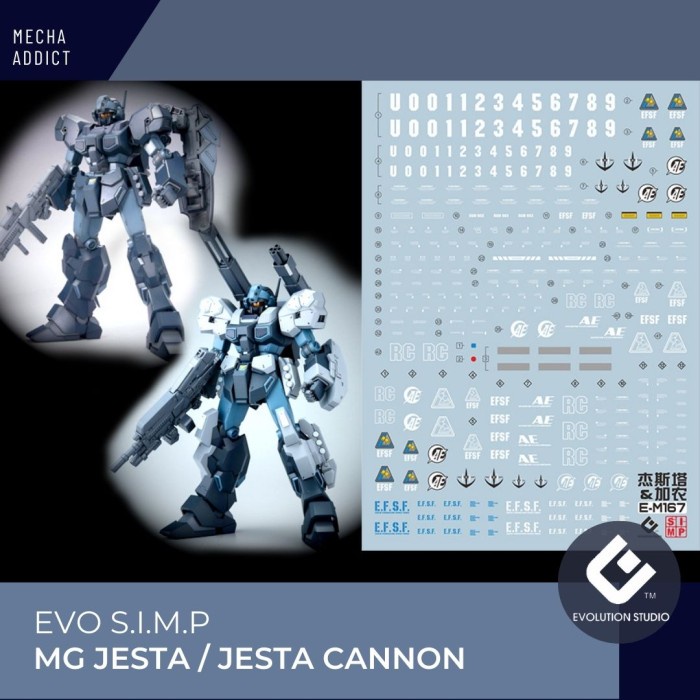 Water Slide Decal MG JESTA / JESTA CANNON by EVO SIMP - Fluorescent