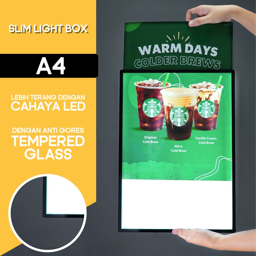 Slim Lightbox A4 | Frame Lampu Menu Promosi | Frame Portable LED