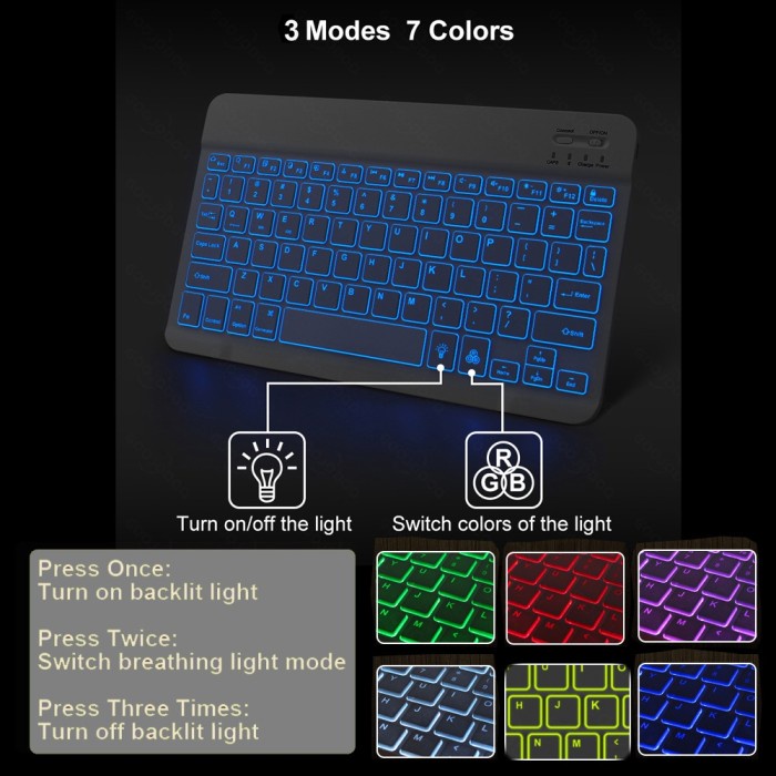Andar Keyboard Bluetooth LED RGB Backlight Gaming IOS Ipad Tablet Android - Putih