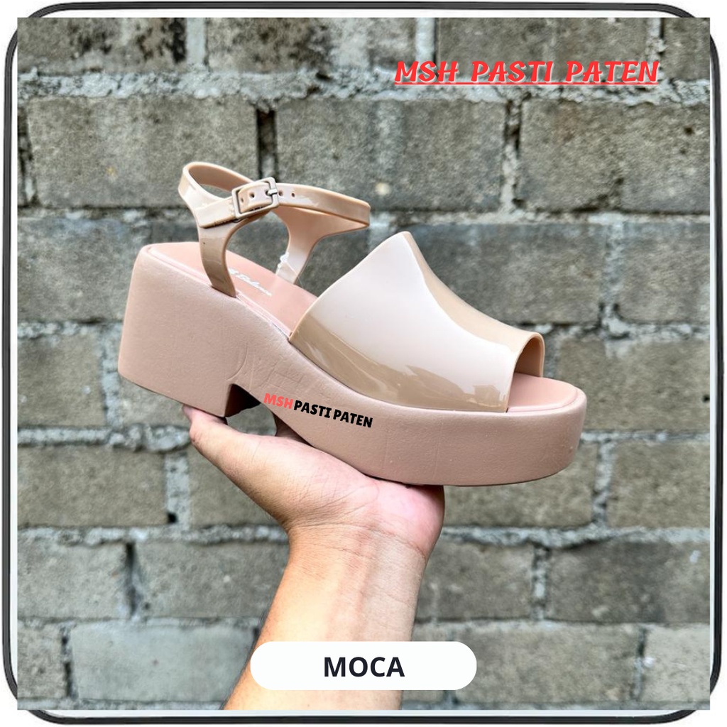 BALANCE  2321/Sandal Wedges Tali Gesper Karet Jelly Wanita Tinggi 7 CM