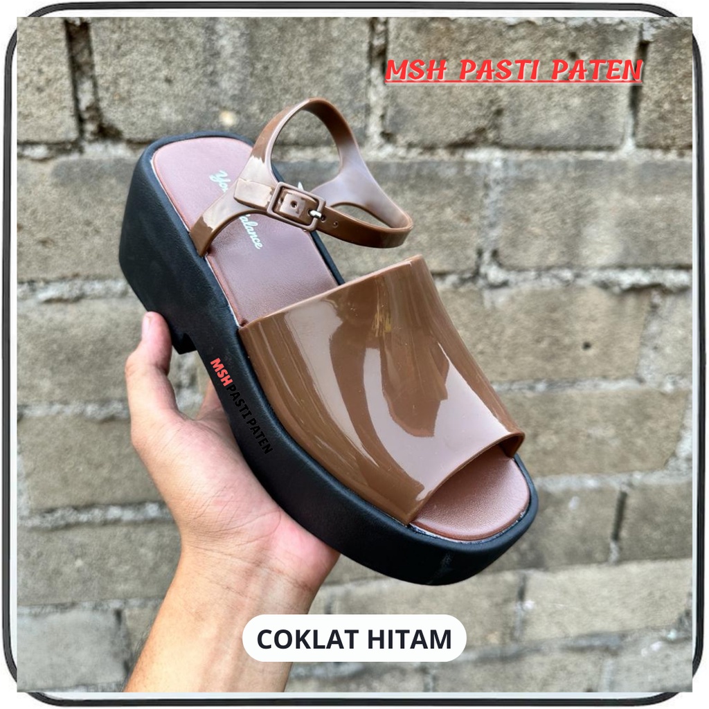 BALANCE  2321/Sandal Wedges Tali Gesper Karet Jelly Wanita Tinggi 7 CM