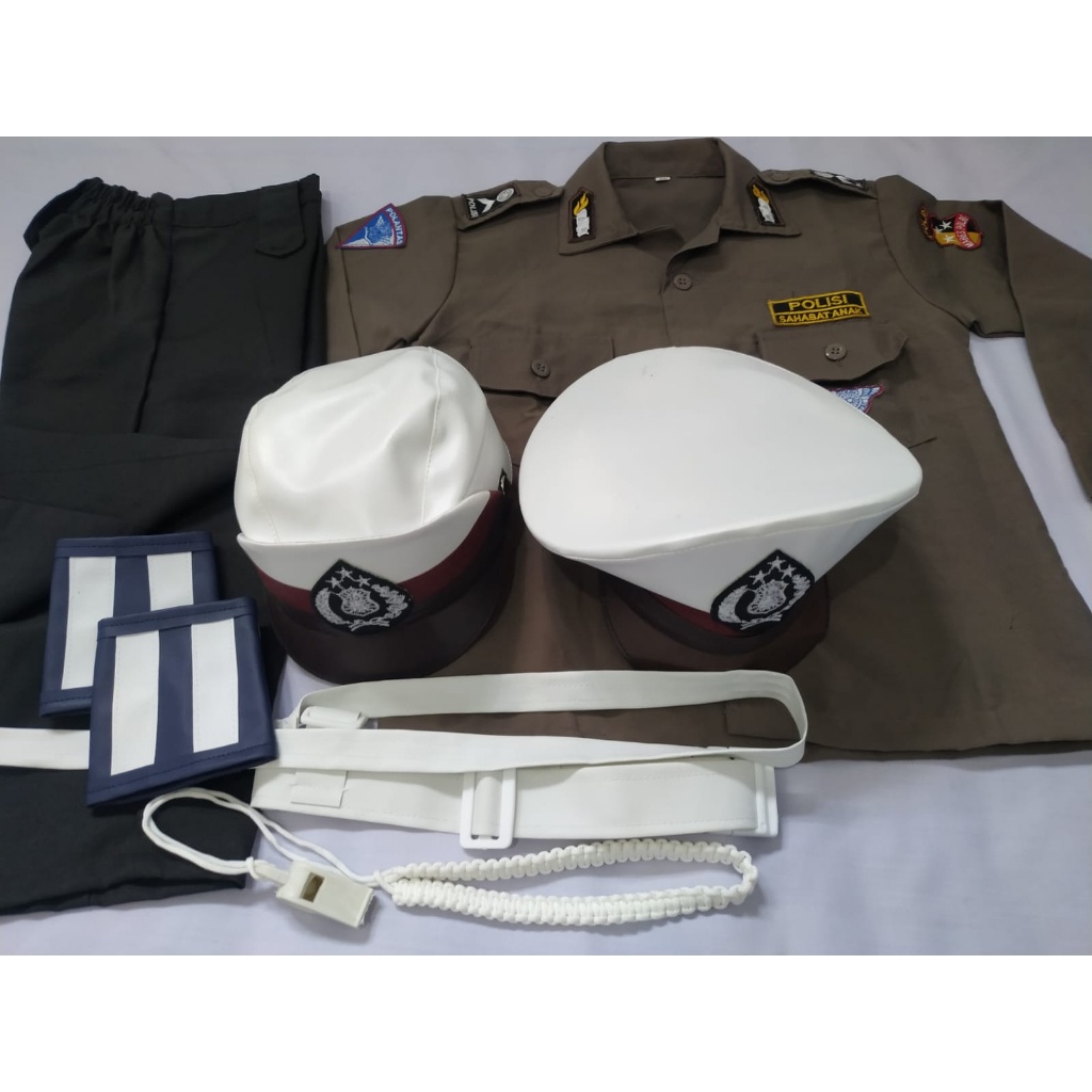 Baju Polisi Anak TK / Seragam Polisi Anak /Pocil Kostum Karnaval Size S-M- L-XL-XXL bisa bayar ditem