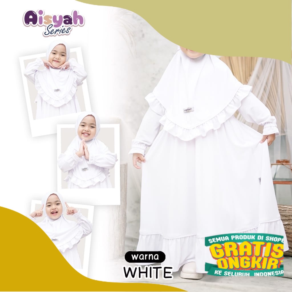 GAMIS ANAK AISYAH SETHIJAB MANASIK HAJI/GAMIS POLOS SATU SET KERUDUNG TERBARU/ Bigsize jumbo