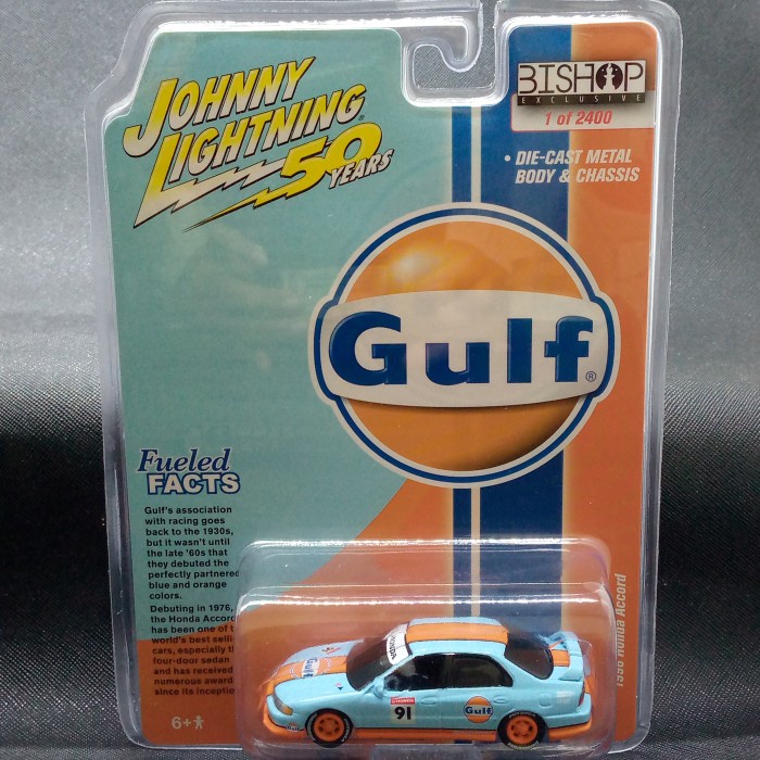 JOHNNY LIGHTNING JLCP7222 BISHOP EXCLUSIVE 1996 HONDA ACCORD 1/64 GULF