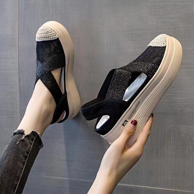 LURAD Sepatu Sandal Wanita Tali Wedges Tinggi Fashion Sepatu Cewek Terbaru Model Kekinian Bagus Vira