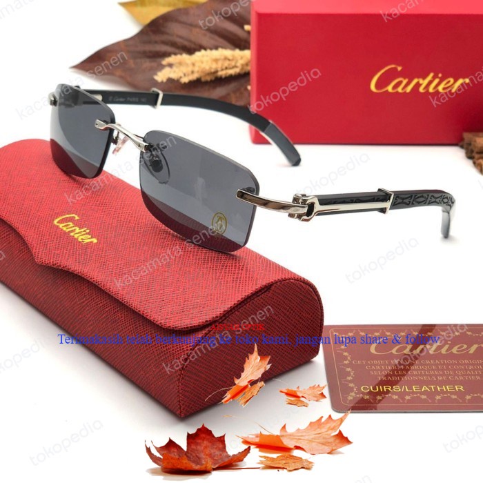 FRAME kacamata CARTIER rimless kayu 9865