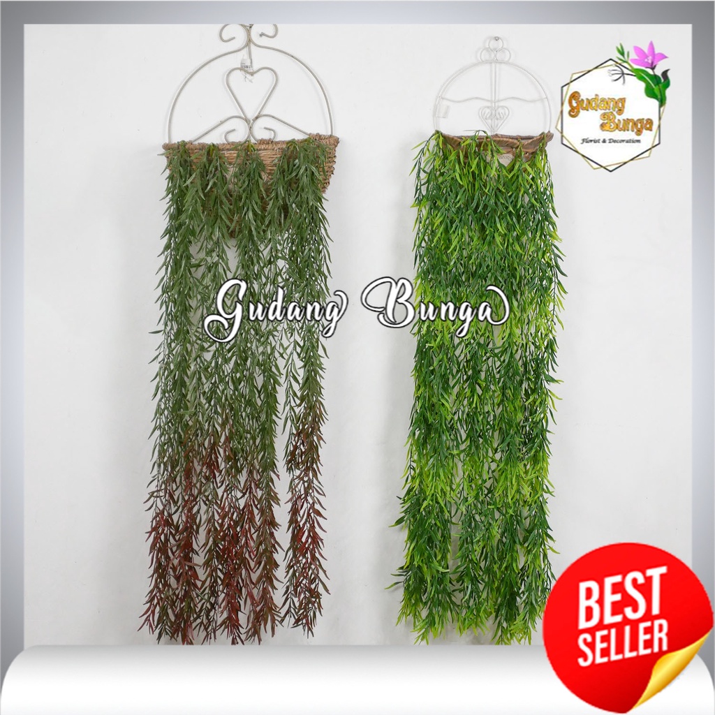 DAUN RAMBAT JUNTAI BAMBU ARTIFICIAL DAUN BERCABANG BAMBOO GANTUNG WILLOW UNTUK HIASAN INDOOR PREMIUM