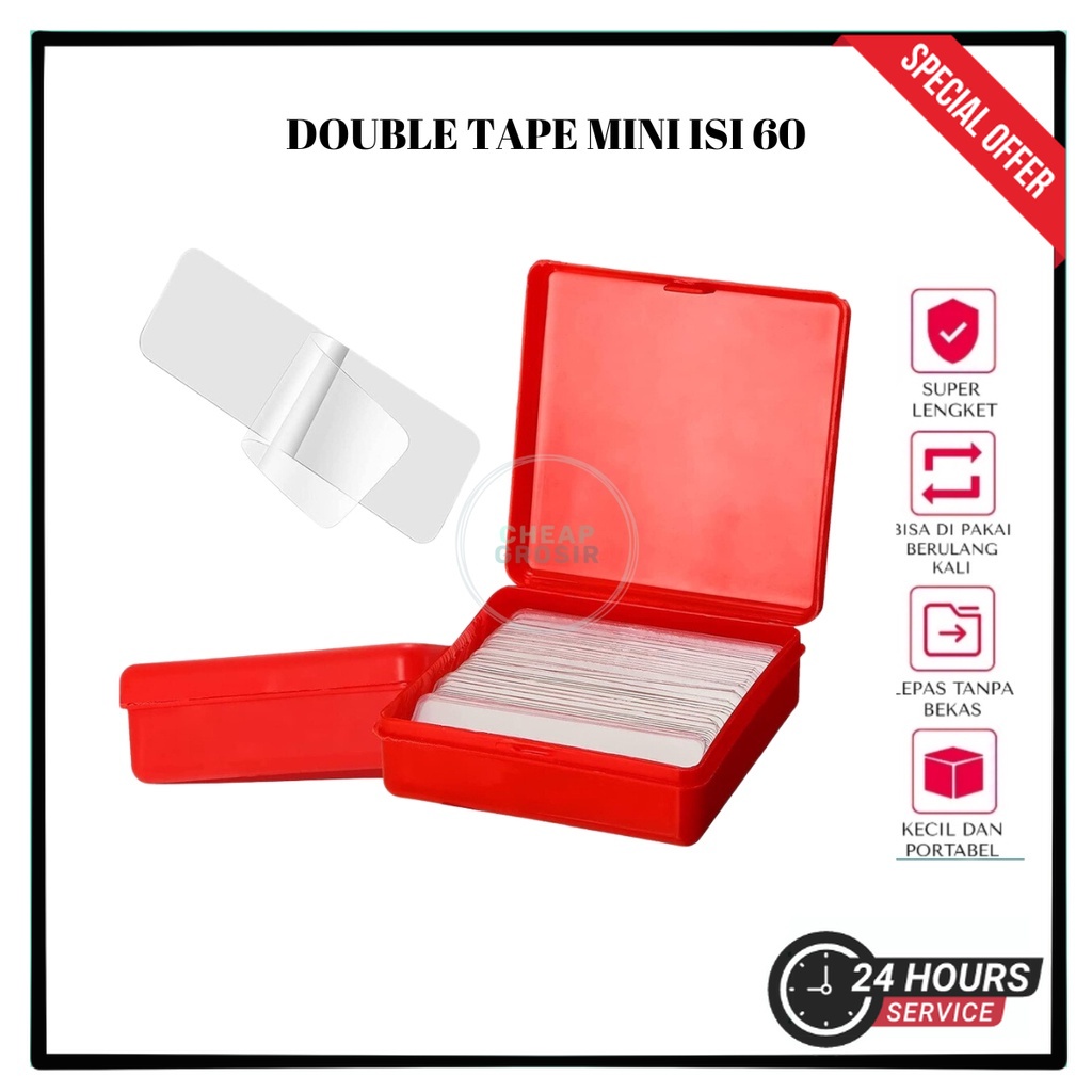 

Isi 60 + box double tape isi 60 lakban bening mini double tape mini lakban 2 sisi isi 60 | COD Makassar