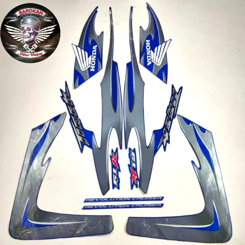AJS Striping Stiker   motor honda tiger 2007 2008 tiger revo tiger kapal biru full  Bodi standar    