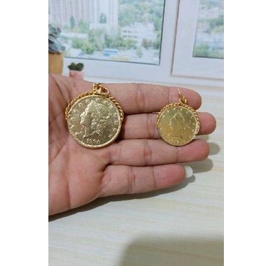 Liontin koin rupiah dan  ringgit jumbo 100% mirip emas asli