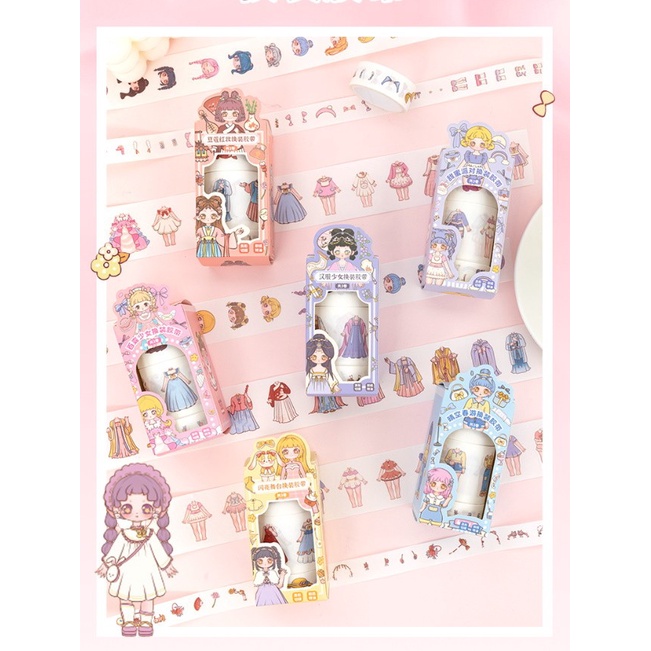 

[LOGU] Stiker roll mix and match fashion, Roll Sticker princess DIY anak, Washi tape