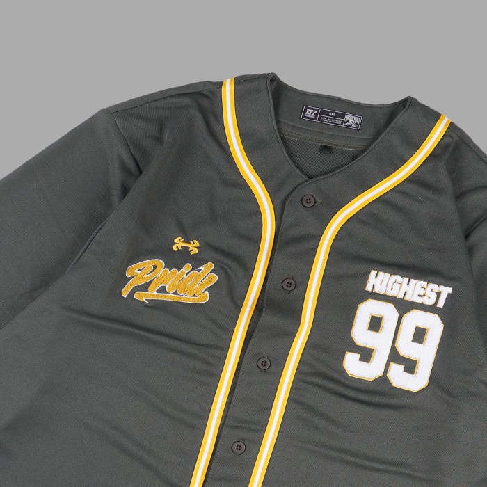 HIGHEST KEMEJA PENDEK PRIA BASEBALL UKURAN BIG SIZE JUMBO PRIA DRYFIT WARNA GREY OLAHRAGA HIGHESTWORLD HGB22