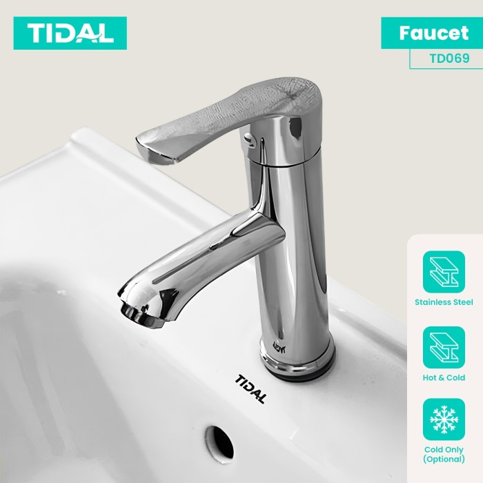 Kran Air Wastafel Kamar Mandi Minimalis Stainless Tidal TD069