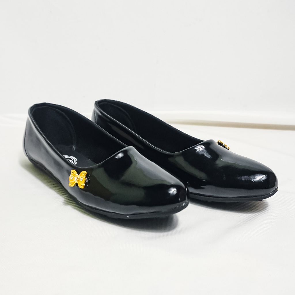 Sepatu Hitam Wanita Kekinian Kuliah Main Jalan  Flat shoes Kerja Perempuan Cewek Dewasa Remaja