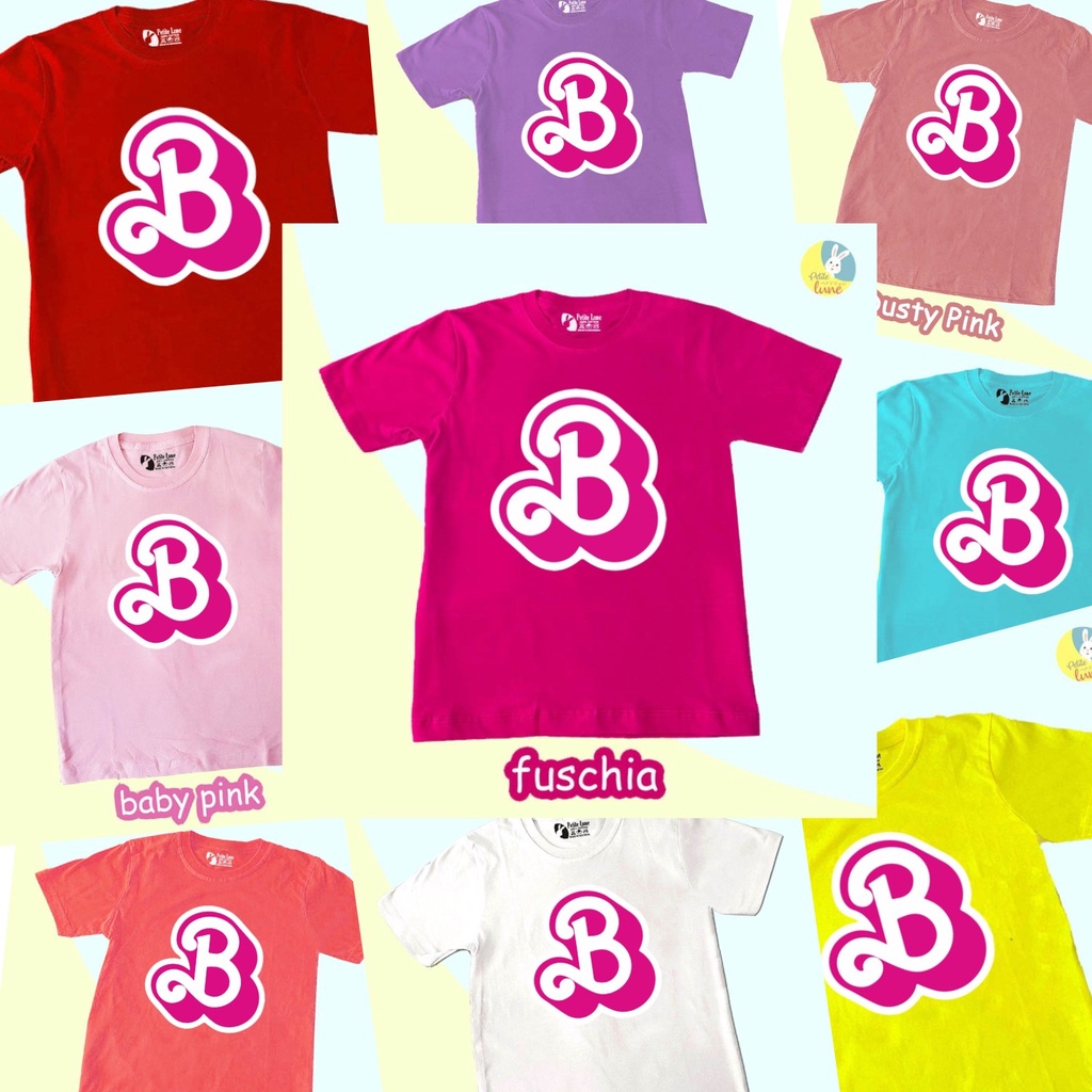 kaos anak perempuan barbie B Tulisan Keren import katun combed 30s premium 100% polos Couple Bayi Co