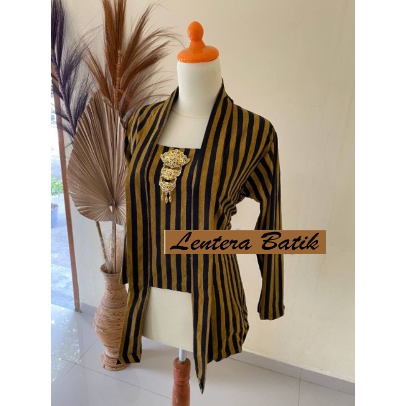 Atasan Baju Wanita Kebaya Lurik Sorjan Katun Prasojo Jumbo Top Pakaian Lurik Premium
