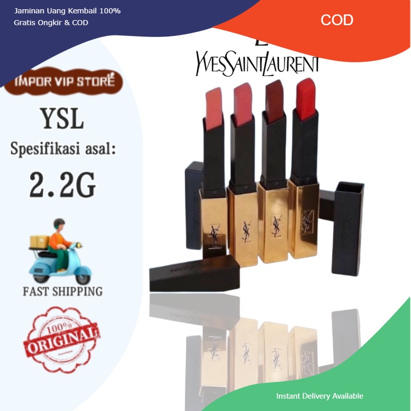 （COD） YSL The Slim Leather Matte Lipstick, seruling kecil, Murah, Nude, Tahan Lama, Anti Air, Waterp