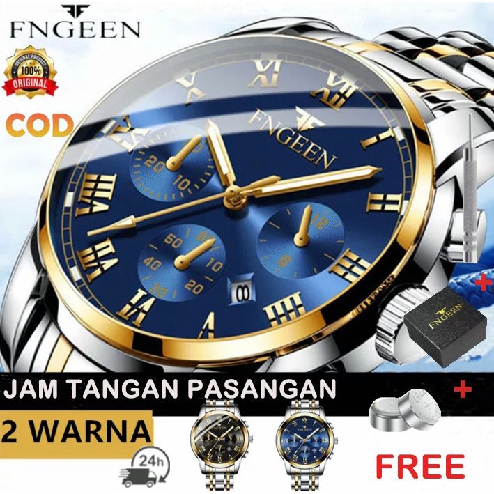 Jam Tangan Pria Titanium【HOT SELL】Jam Tangan Pria FNGEEN with Kalender Kasual + Tahan Air + Bersinar
