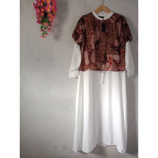 Gamis Vest armany brown mix pretty women by Nia muslimah fashion