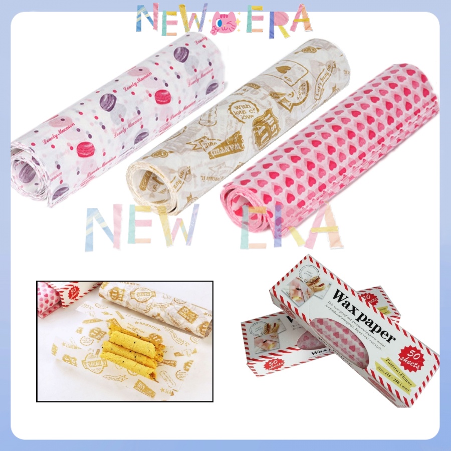 NewEra Alas Nasi Bento Kertas Roti Baking Paper Motif Kertas Burger ertas Pembungkusan Makanan Kerta