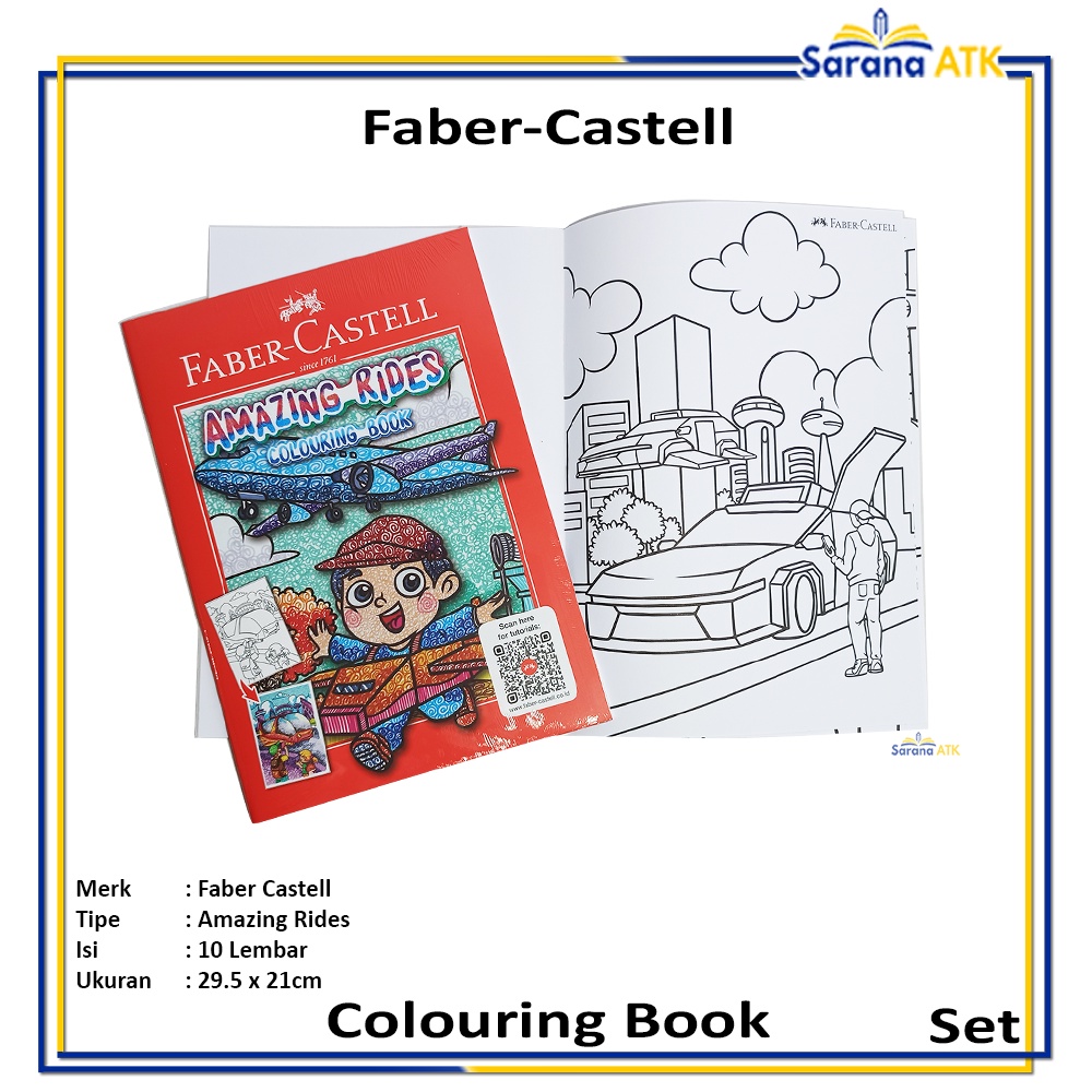 

Faber Castell - Buku Mewarnai Anak Amazing Rides Colouring Book - Pcs