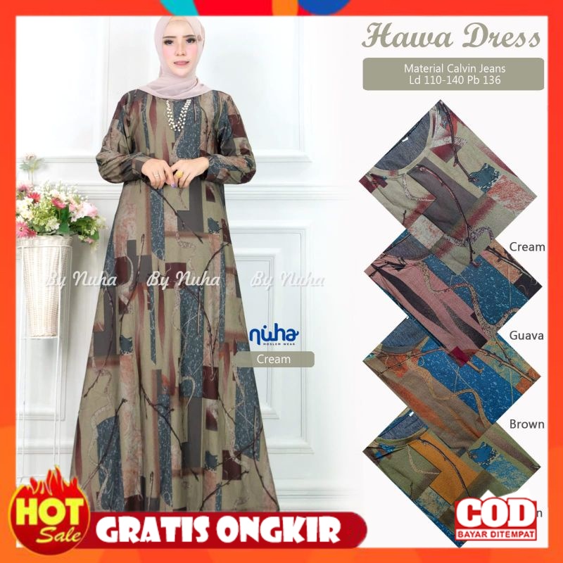 KAIN ADEM HALUS TEBAL / HAWA DRESS GAMIS HARIAN CALVIN JEANS BIG SIZE LD 110-140 DRESS GAMIS IBU TER