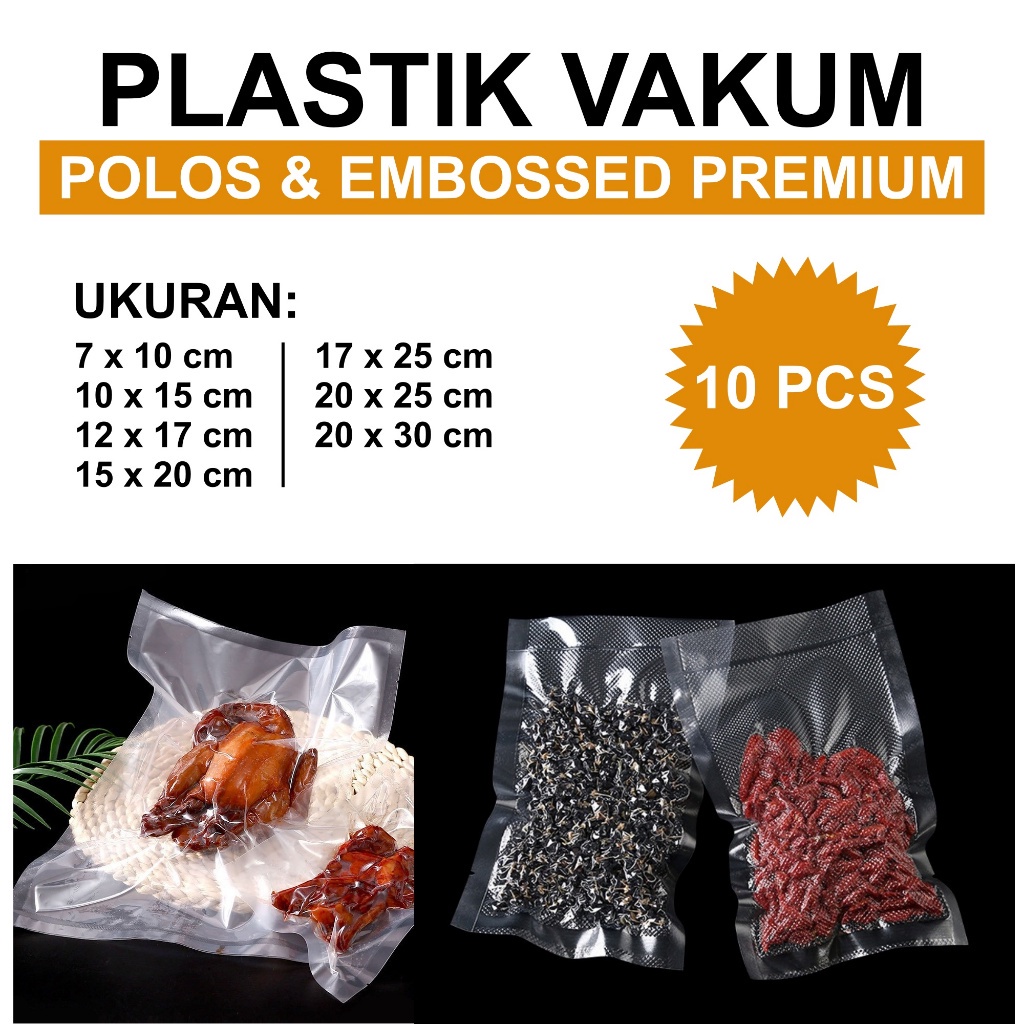 Norden - (ISI 10) PLASTIK VAKUM PREMIUM - Vacuum Bag Vacum Polos Embossed Emboss Embos Timbul Bintik
