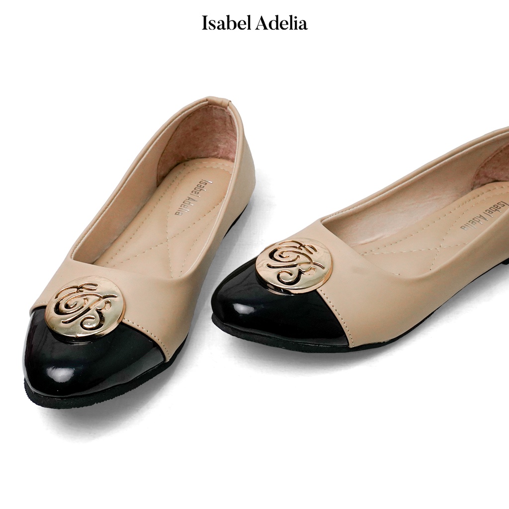 Isabel Adelia Sepatu NEOMA Flatshoes Wanita Hitam Cream Mocha