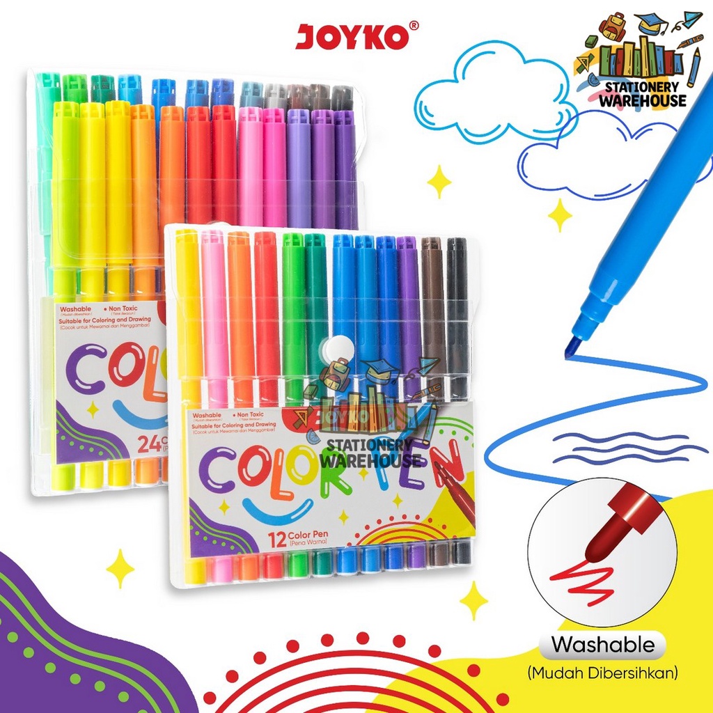 

Color Brush Pen Pena Kuas Warna Joyko CLP-60-12 CLP-60-24 12 & 24 Warna