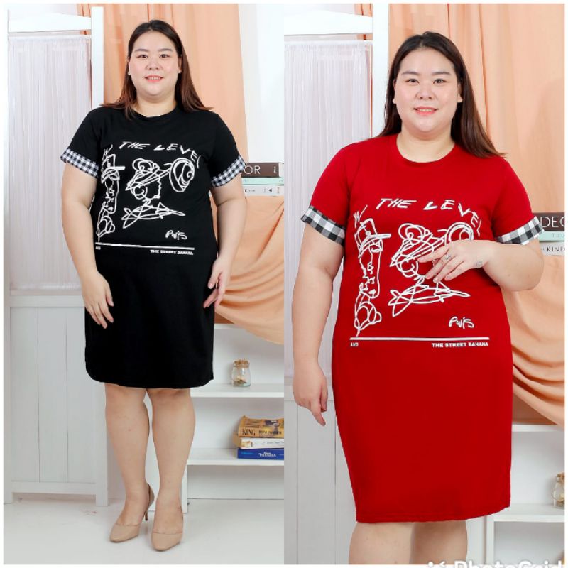 BAJU DASTER DRESS KAOS MINI DRES SPANDEK RAYON BIGSIZE OVERSIZE JUMBO WANITA LENGAN PENDEK PAKAIAN F