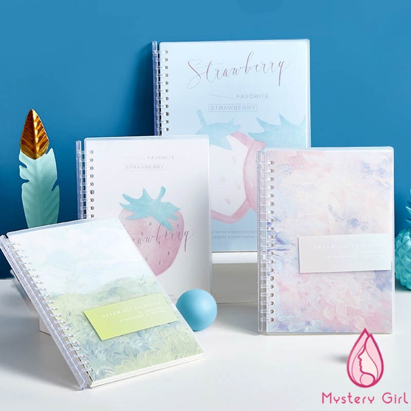 

A5/B5 Notebook Binder Spiral Hard cover plastik Ring Model 80 Lembar Buku Tulis Art