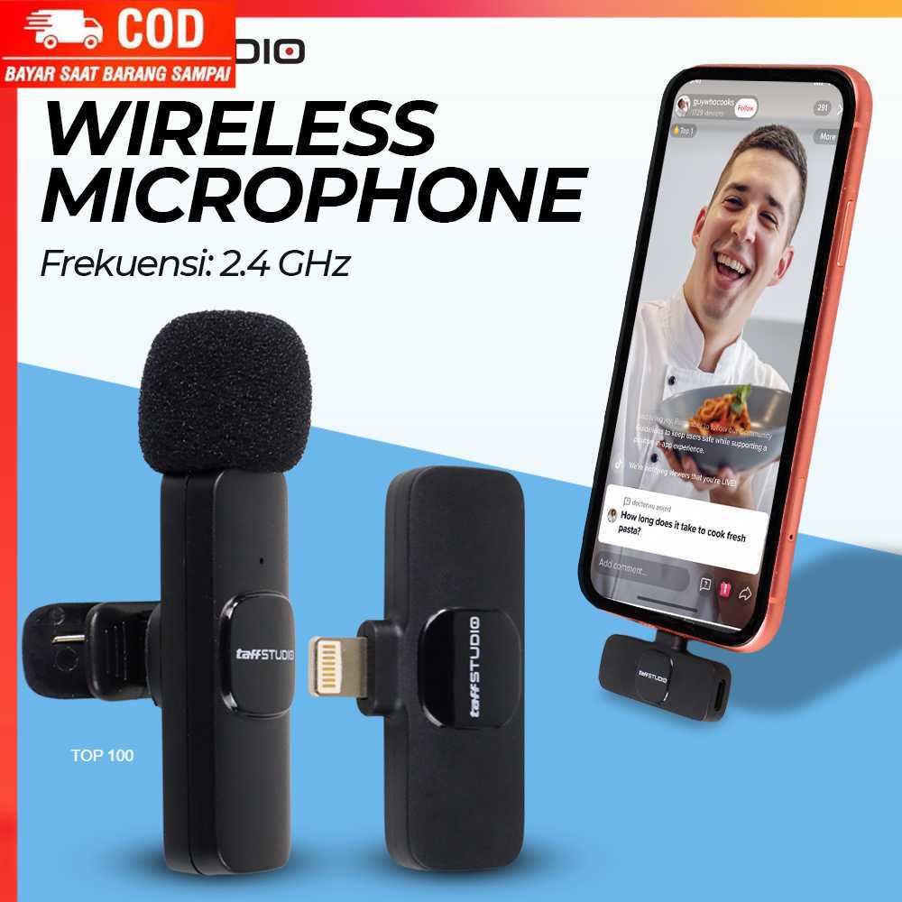( 100% BARANG ORI ) TaffSTUDIO Wireless Lavalier Lapel Microphone Vlogger Lightning - HO86