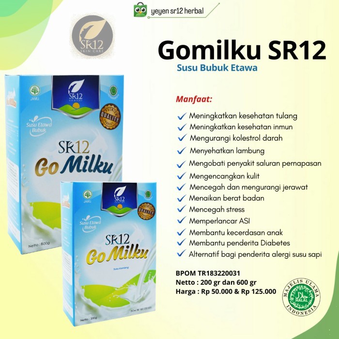 

GO MILKU SR12 SUSU BUBUK KAMBING ETAWA PLUS MADU BPOM HALAL - Original 600 gr
