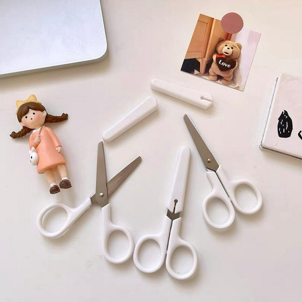 

14A. Gunting Putih 10cm Stainless Steel Plastik Anak Kecil / Gunting Pelindung Aman untuk Anak Kecil