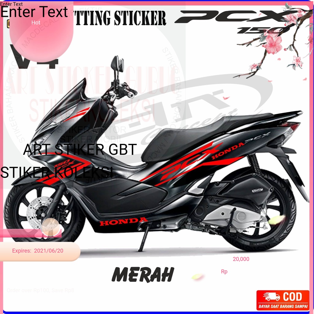 Cutting Sticker PCX 150 Variasi 4 Stiker Motor honda keren Hologram stabilo hitam putih merah